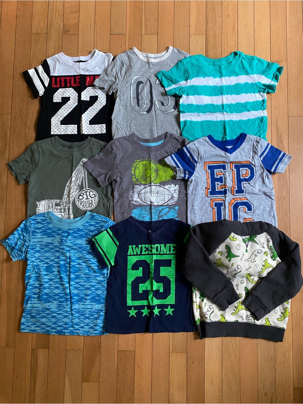 9 pc Lot/ Bundle Various Brands Toddler Boys Size 3T, 8 T-Shirts & 1 Sweatshirt